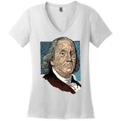 Benjamin Franklin Portrait Women's V-Neck T-Shirt