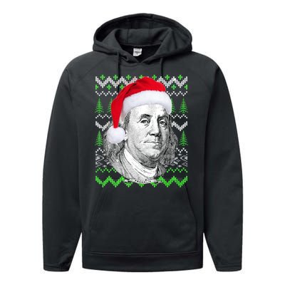 Benjamin Franklin Ugly Christmas Sweater Performance Fleece Hoodie