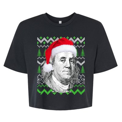 Benjamin Franklin Ugly Christmas Sweater Bella+Canvas Jersey Crop Tee