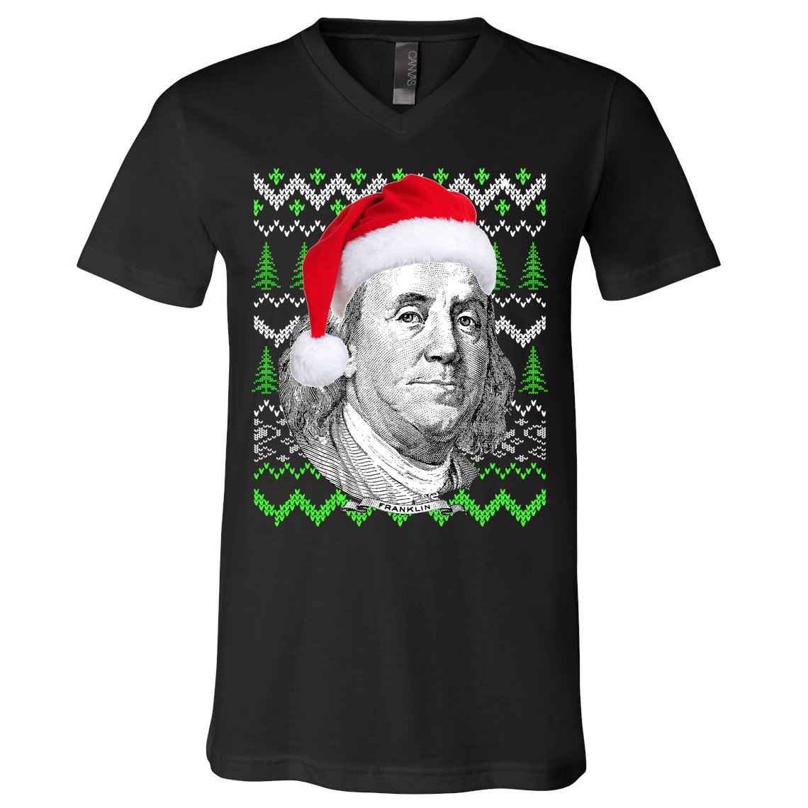 Benjamin Franklin Ugly Christmas Sweater V-Neck T-Shirt