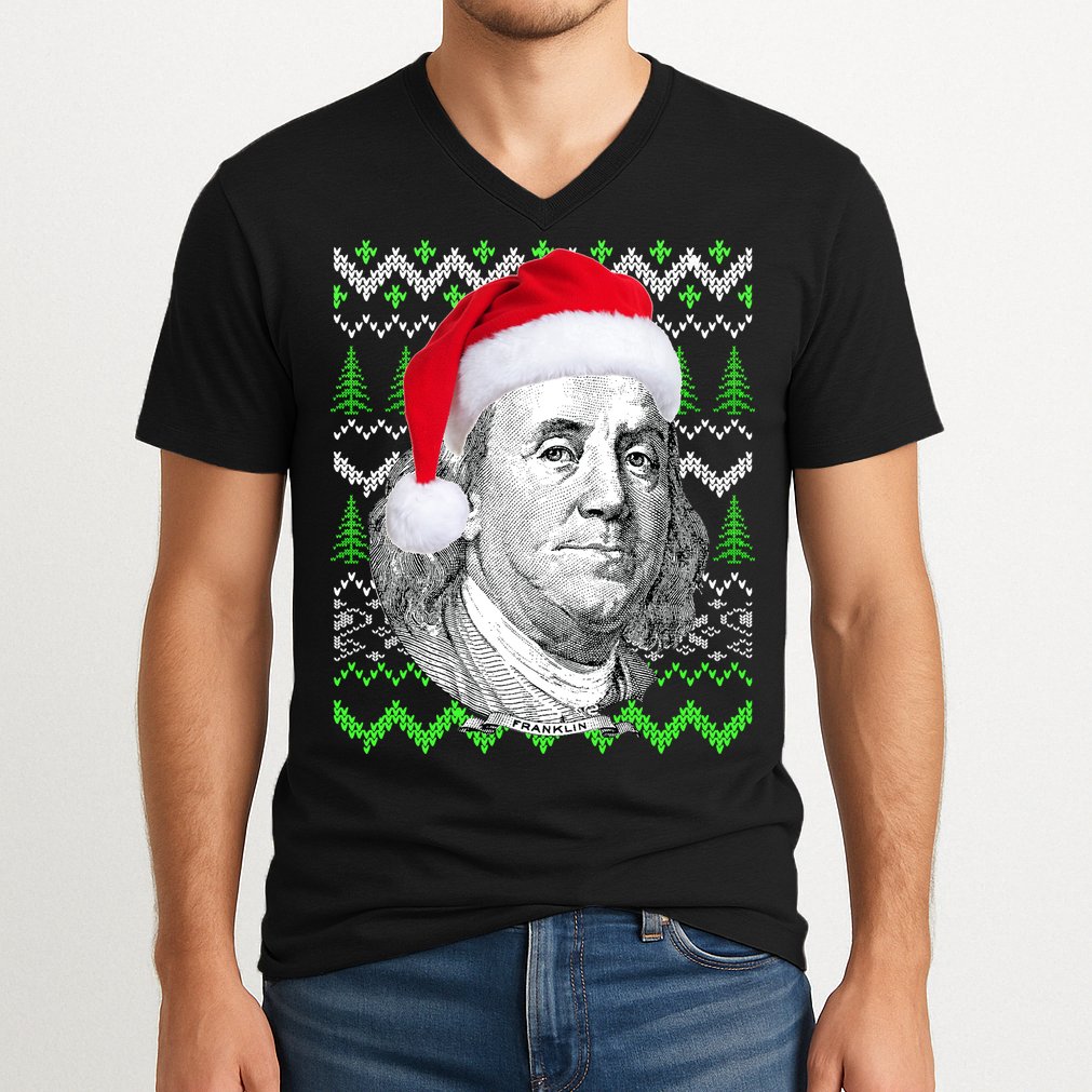 Benjamin Franklin Ugly Christmas Sweater V-Neck T-Shirt