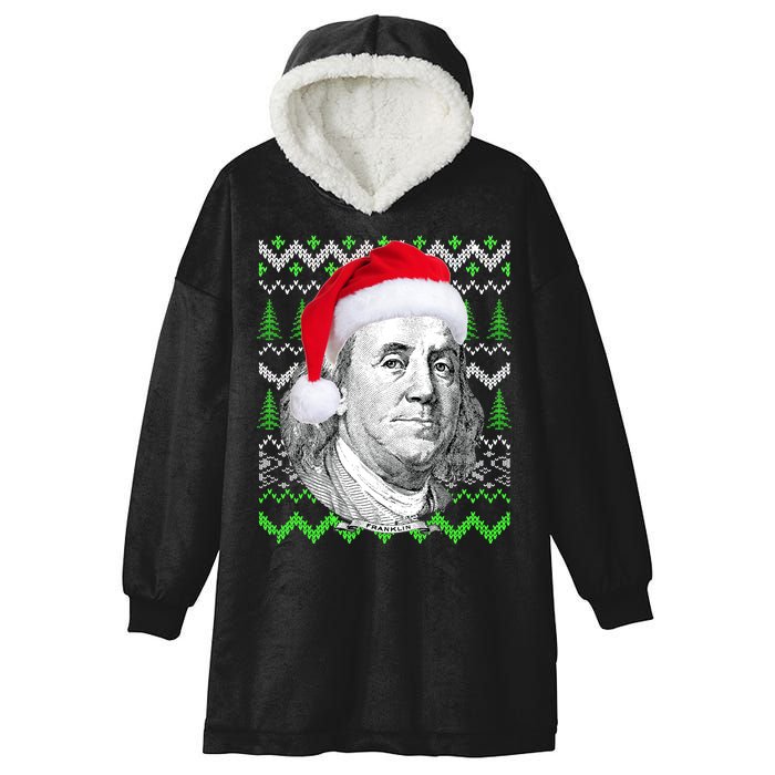 Benjamin Franklin Ugly Christmas Sweater Hooded Wearable Blanket