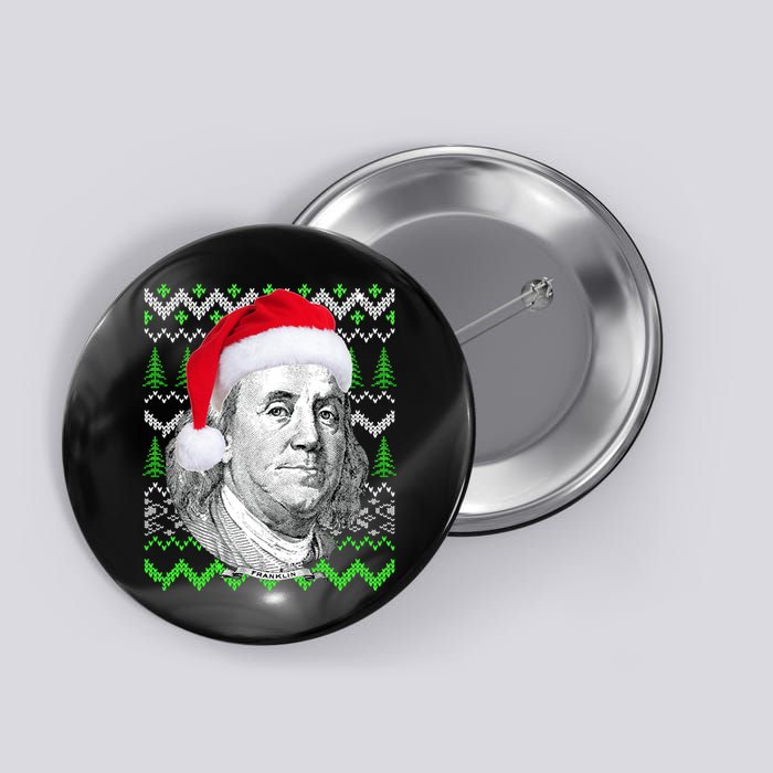 Benjamin Franklin Ugly Christmas Sweater Button