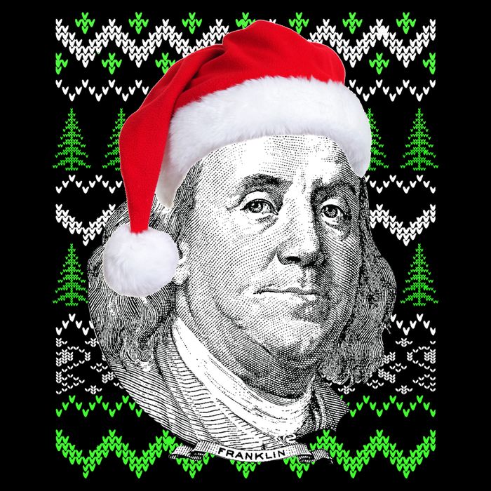 Benjamin Franklin Ugly Christmas Sweater Button