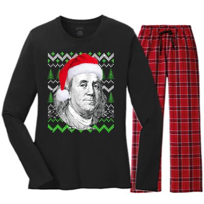 Benjamin Franklin Ugly Christmas Sweater Women's Long Sleeve Flannel Pajama Set 