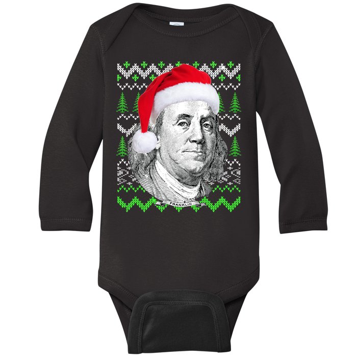 Benjamin Franklin Ugly Christmas Sweater Baby Long Sleeve Bodysuit