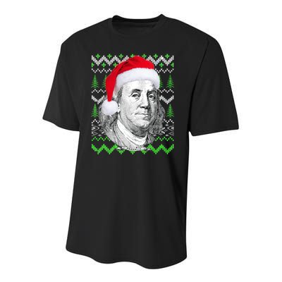 Benjamin Franklin Ugly Christmas Sweater Youth Performance Sprint T-Shirt