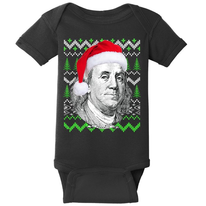 Benjamin Franklin Ugly Christmas Sweater Baby Bodysuit