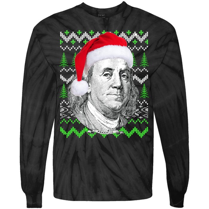 Benjamin Franklin Ugly Christmas Sweater Tie-Dye Long Sleeve Shirt