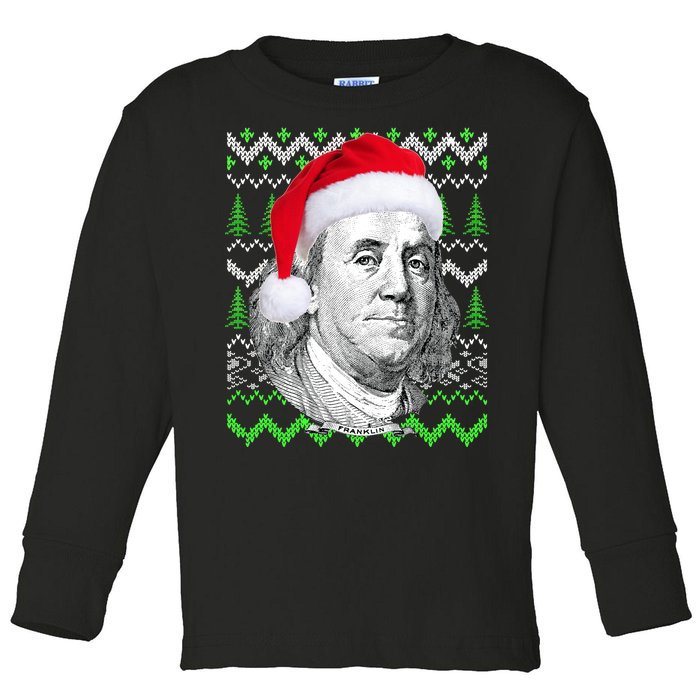 Benjamin Franklin Ugly Christmas Sweater Toddler Long Sleeve Shirt