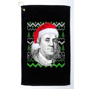 Benjamin Franklin Ugly Christmas Sweater Platinum Collection Golf Towel