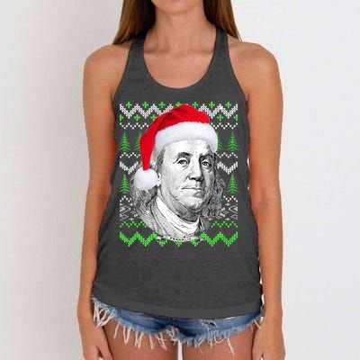 Benjamin Franklin Ugly Christmas Sweater Women's Knotted Racerback Tank