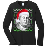 Benjamin Franklin Ugly Christmas Sweater Ladies Long Sleeve Shirt