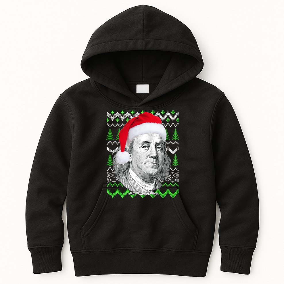 Benjamin Franklin Ugly Christmas Sweater Kids Hoodie