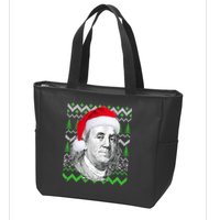 Benjamin Franklin Ugly Christmas Sweater Zip Tote Bag