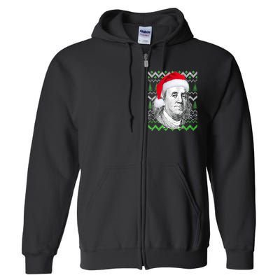 Benjamin Franklin Ugly Christmas Sweater Full Zip Hoodie