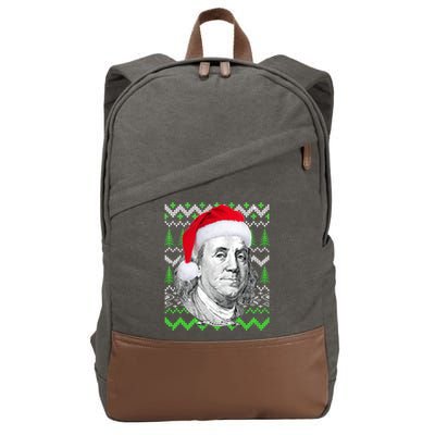 Benjamin Franklin Ugly Christmas Sweater Cotton Canvas Backpack