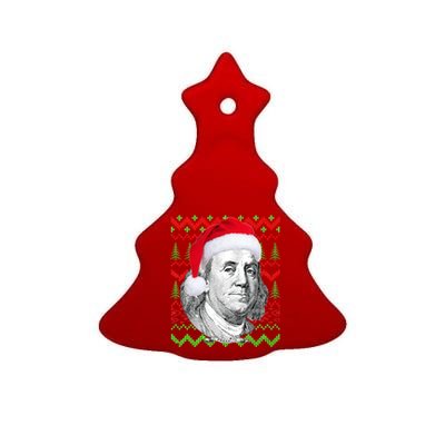 Benjamin Franklin Ugly Christmas Sweater Ceramic Tree Ornament