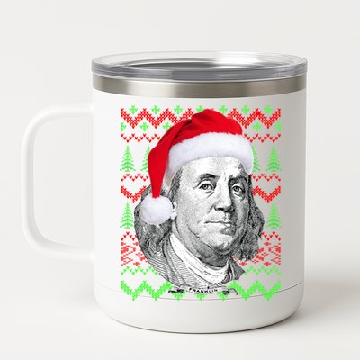 Benjamin Franklin Ugly Christmas Sweater 12 oz Stainless Steel Tumbler Cup