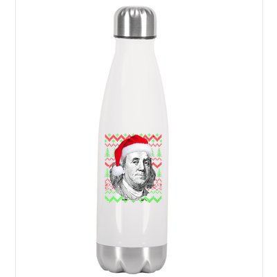 Benjamin Franklin Ugly Christmas Sweater Stainless Steel Insulated Water Bottle