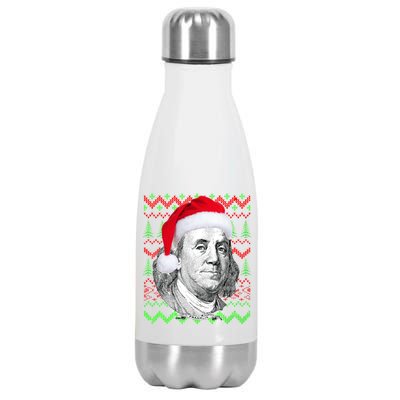 Benjamin Franklin Ugly Christmas Sweater Stainless Steel Insulated Water Bottle