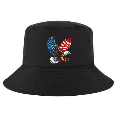 Bald Eagle & Patriotic American Flag 4th Of July Cool Comfort Performance Bucket Hat
