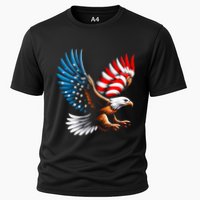 Bald Eagle & Patriotic American Flag 4th Of July Cooling Performance Crew T-Shirt
