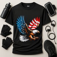 Bald Eagle & Patriotic American Flag 4th Of July Cooling Performance Crew T-Shirt
