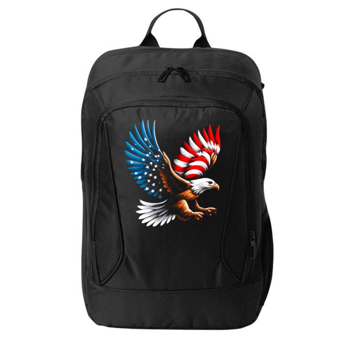 Bald Eagle & Patriotic American Flag 4th Of July City Backpack