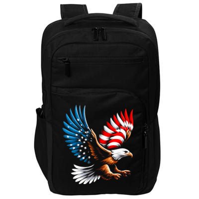 Bald Eagle & Patriotic American Flag 4th Of July Impact Tech Backpack