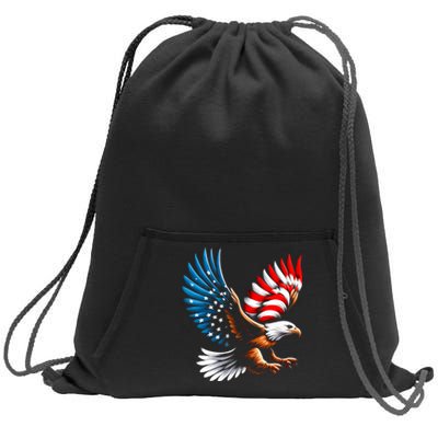 Bald Eagle & Patriotic American Flag 4th Of July Sweatshirt Cinch Pack Bag