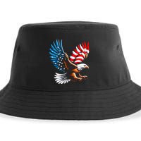 Bald Eagle & Patriotic American Flag 4th Of July Sustainable Bucket Hat