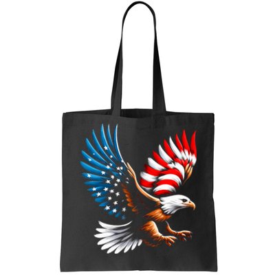 Bald Eagle & Patriotic American Flag 4th Of July Tote Bag