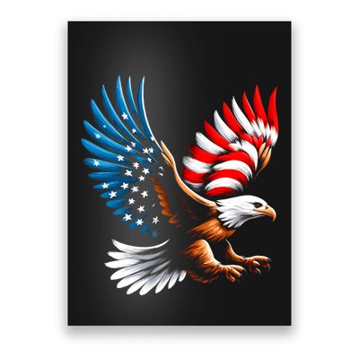 Bald Eagle & Patriotic American Flag 4th Of July Poster