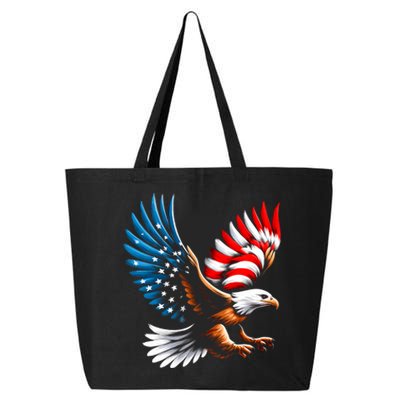 Bald Eagle & Patriotic American Flag 4th Of July 25L Jumbo Tote