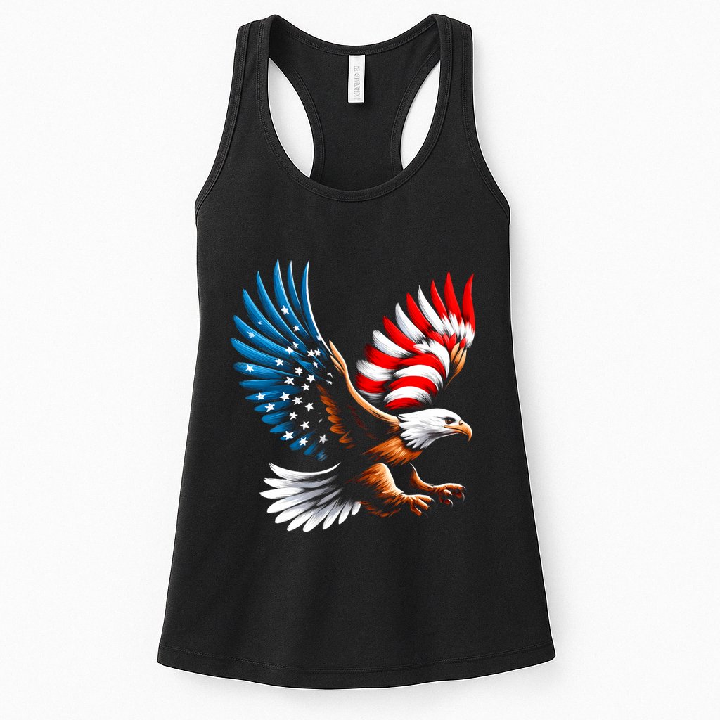 Bald Eagle & Patriotic American Flag 4th Of July Womens Tank Top