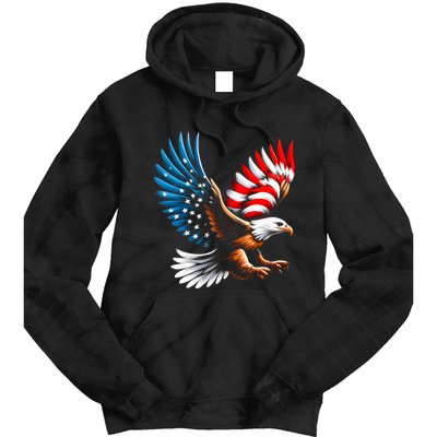 Bald Eagle & Patriotic American Flag 4th Of July Tie Dye Hoodie