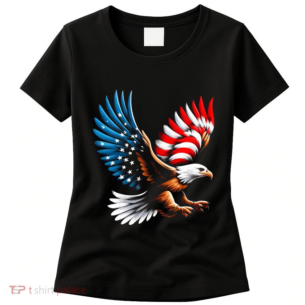 Bald Eagle & Patriotic American Flag 4th Of July Womens T-Shirt