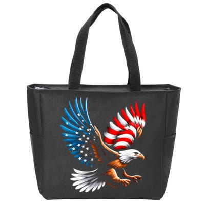 Bald Eagle & Patriotic American Flag 4th Of July Zip Tote Bag