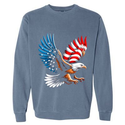 Bald Eagle & Patriotic American Flag 4th Of July Garment-Dyed Sweatshirt