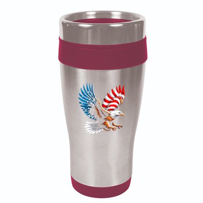 Bald Eagle & Patriotic American Flag 4th Of July 16oz Travel Tumbler