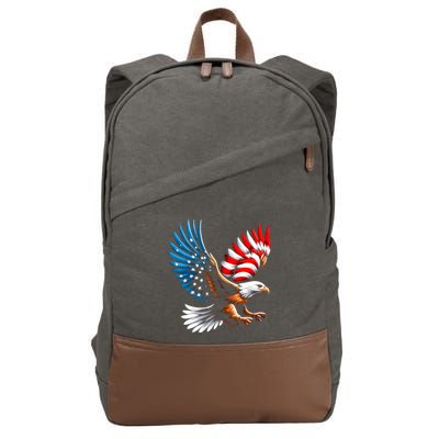 Bald Eagle & Patriotic American Flag 4th Of July Cotton Canvas Backpack
