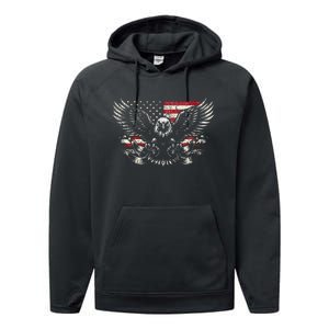 Bald Eagle Patriotic American Eagle Performance Fleece Hoodie