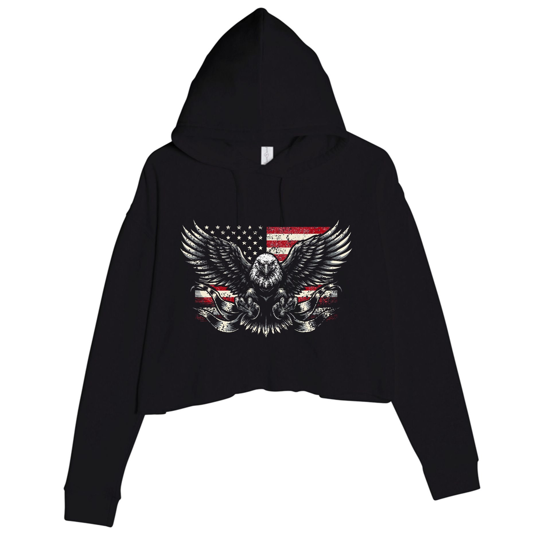 Bald Eagle Patriotic American Eagle Crop Fleece Hoodie