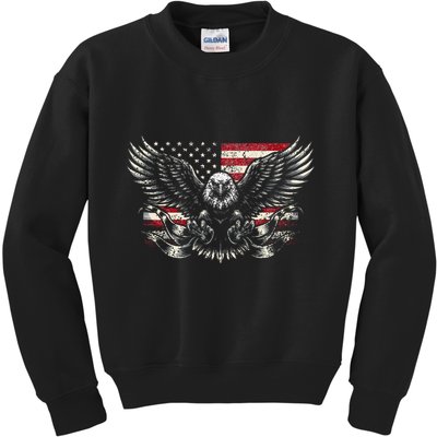Bald Eagle Patriotic American Eagle Kids Sweatshirt