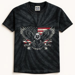 Bald Eagle Patriotic American Eagle Kids Tie-Dye T-Shirt