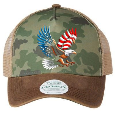 Bald Eagle & Patriotic American Flag 4th Of July Legacy Tie Dye Trucker Hat