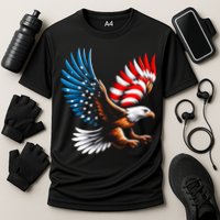 Bald Eagle & Patriotic American Flag 4th Of July Cooling Performance Crew T-Shirt