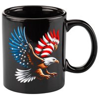 Bald Eagle & Patriotic American Flag 4th Of July 11oz C Handle Ceramic Mug