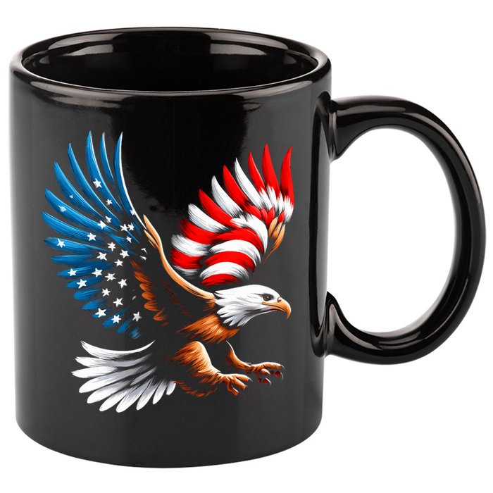 Bald Eagle & Patriotic American Flag 4th Of July 11oz C Handle Ceramic Mug
